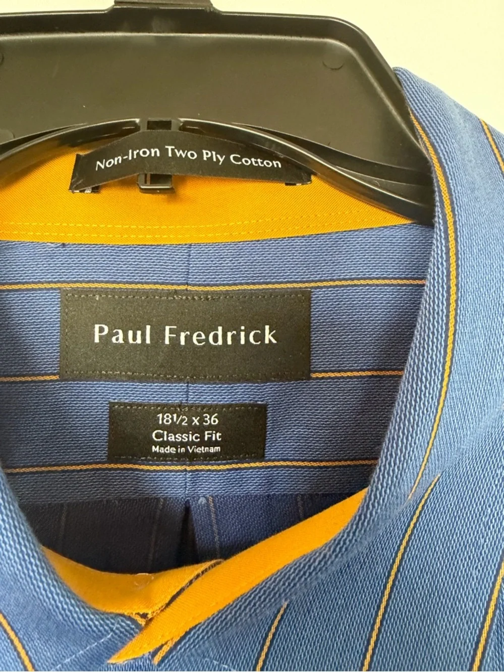 Paul Fredrick Comfort Stretch Non-Iron Stripe Dress Shirt With Contrast Trim‎